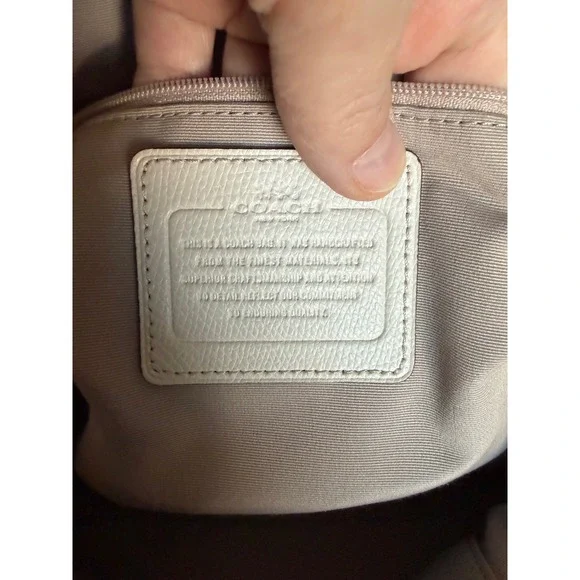 Coach Bicolor Crossgrain Leather Cora Dome Satchel Taupe Cream Handbag - Picture 6 of 13